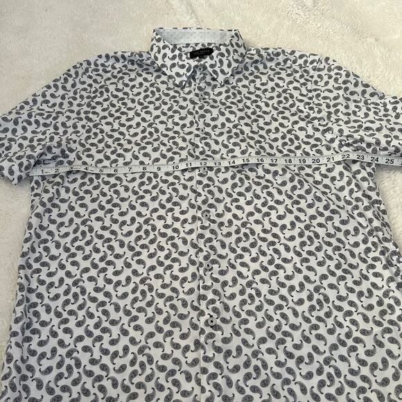 Ted Baker London Shirt Mens Size 7 Medium Short Sleeve Cotton Paisley Blk/White - Picture 4 of 6